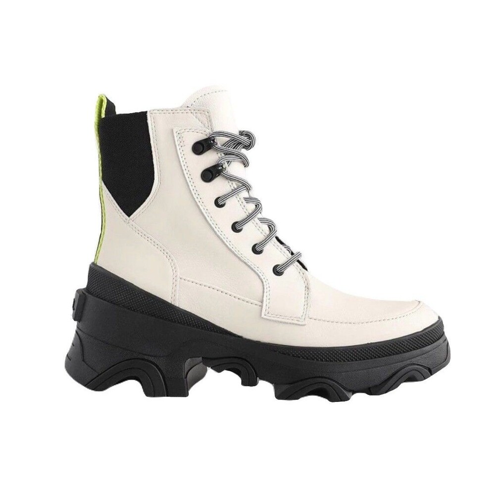NEW Sorel Brex Womens Size 8 Chalk White Waterproof Leather Chelsea Lace Up Boot